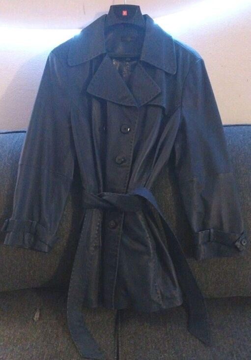 Wilsons Leather Jackets & Blazers - Wilsons Leather Women Blue Belted Genuine Leather Trench Coat Jacket Size XXL
